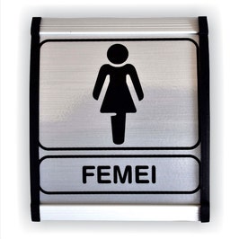 Semn Indicator Toaleta femei, aluminiu, 12 x 10 cm