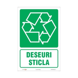 Semn Indicator Deseuri sticla W0102 A4, autocolant, 20 x 30 cm